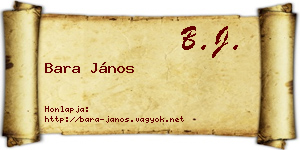 Bara János névjegykártya